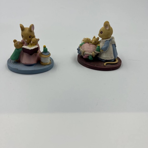 Vintage Avon Forest Friends Miniature Story Time All Tucked In Mouse Figurines - Picture 7 of 7